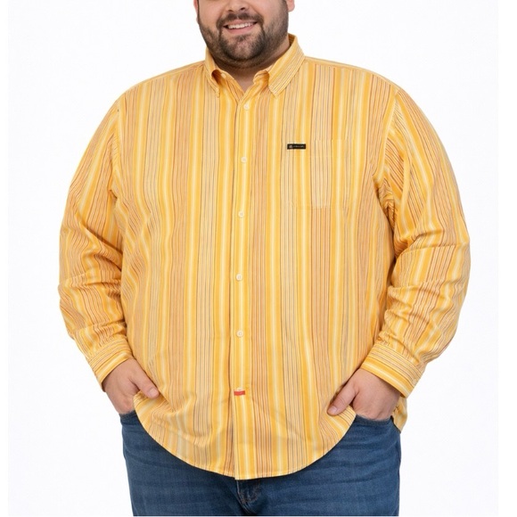 Chaps Other - Chaps Men's Shirt in Yellow and Orange Stripes easy care casual button down XXL